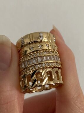 CHILD OF WILD SZ8 Ring SET Gold Stackable layering cocktail Rings Gold Set New